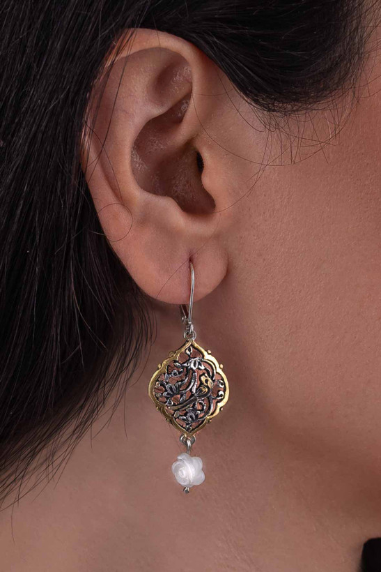 گوشواره غزل مدل G21_ نقره با آبکاری طلا